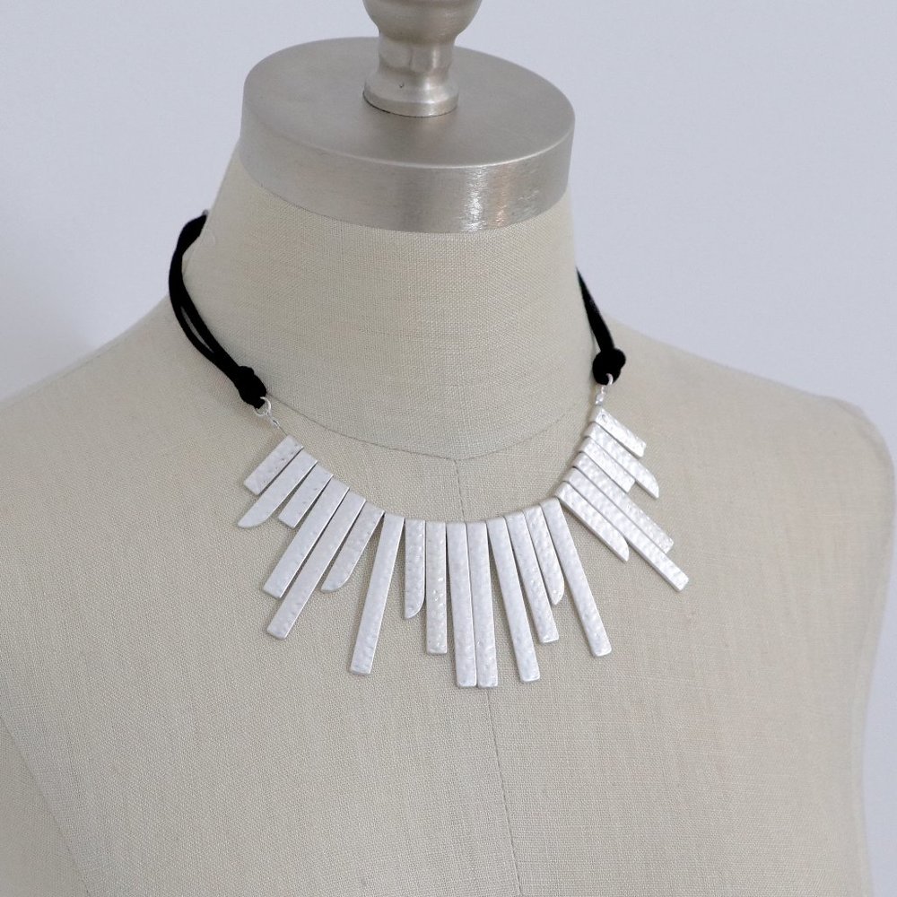 Ruff Hewn Tribal Necklace Silver and Black